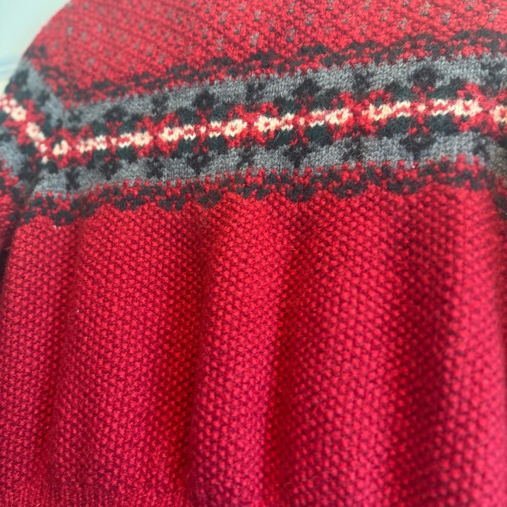 Ralph Lauren Sweater Cardigan 100%Wool Red Exclusive Hand Knit Fair Isle M - Picture 13 of 13